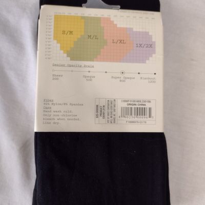 A NEW DAY WOMEN'S TIGHTS BLACK SIZE 1X/2X NEW IN PACK NWOT :BB19-1